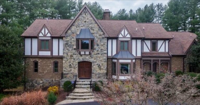gaithersburg tudor home siding replacement trim gutters